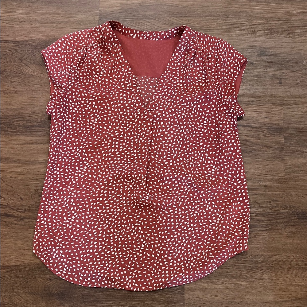Fun 2 Fun Red and White Patterned Blouse